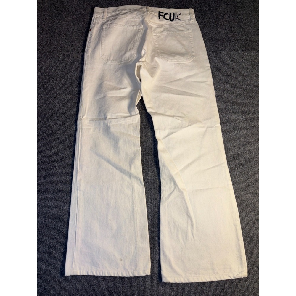 FCUK Bootcut Jeans Womens 32 White Denim Light Wash Grunge Streetwear Button Fly - Picture 8 of 11